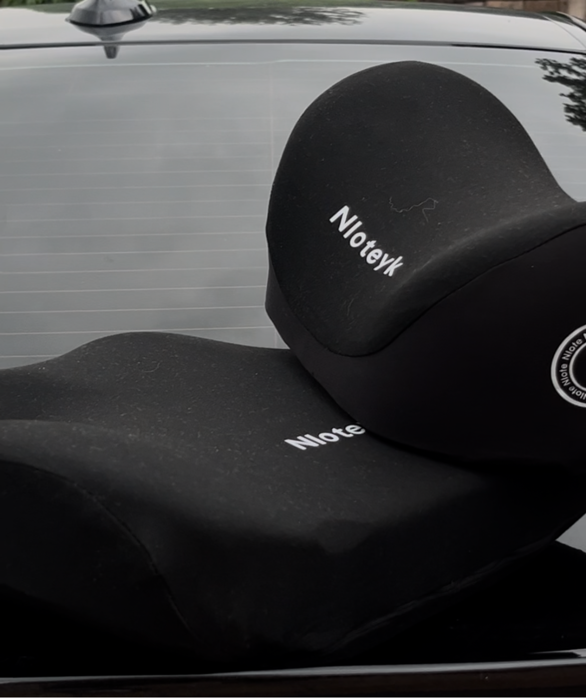 Ergonomiczna poduszka lędźwiowa z pianki memory 3 w 1 - do auta, biura i domu - Czarny zestaw