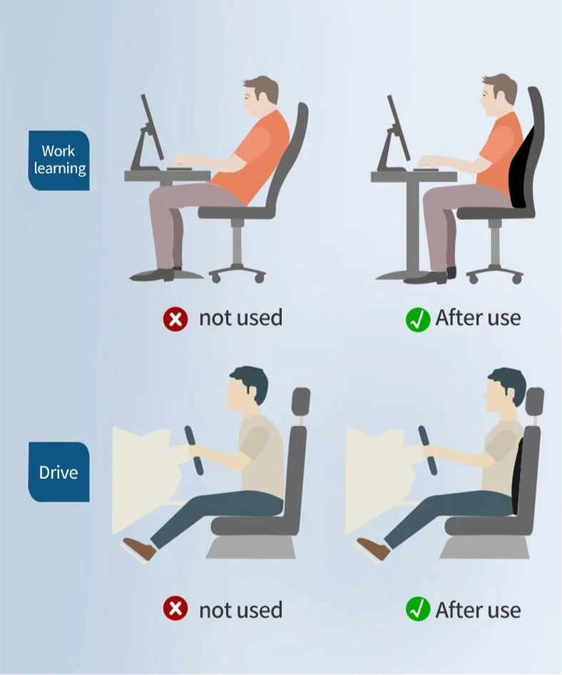 Ergonomiczna poduszka lędźwiowa pod plecy z pianki memory - 3 w 1 do auta, biura i domu