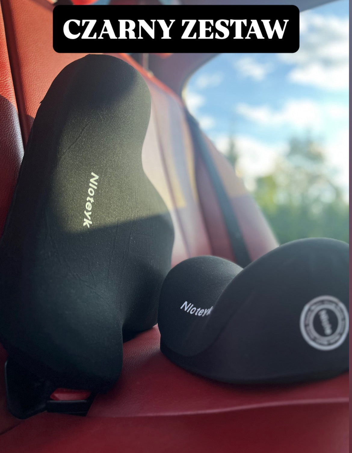 Ergonomiczna poduszka lędźwiowa z pianki memory 3 w 1 - do auta, biura i domu - Czarny zestaw