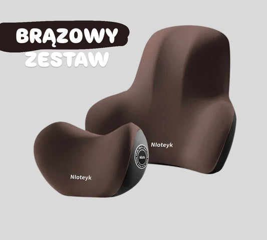 Ergonomiczna poduszka lędźwiowa z pianki memory 3 w 1 - do auta, biura i domu - Brązowy zestaw
