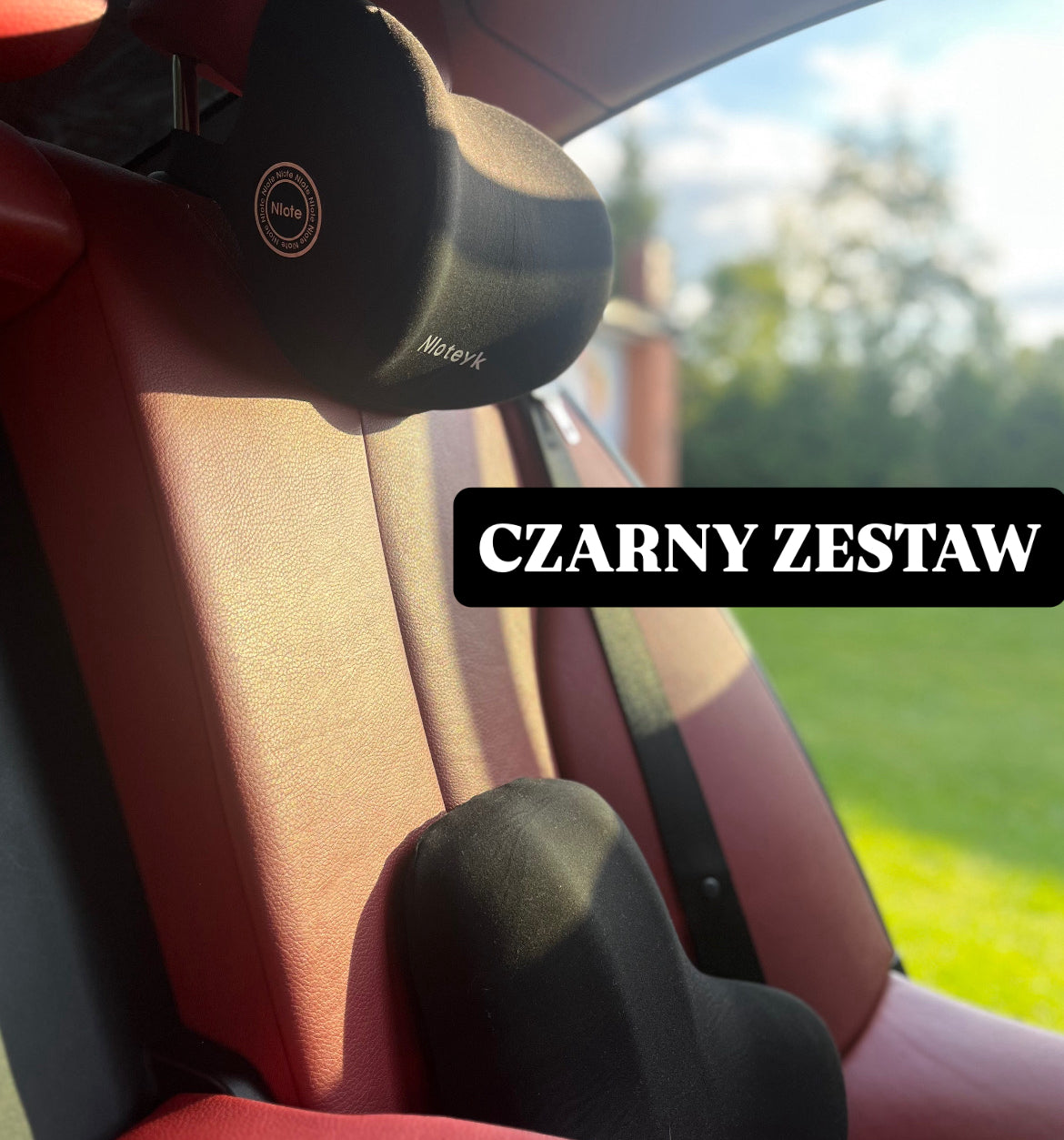 Ergonomiczna poduszka lędźwiowa z pianki memory 3 w 1 - do auta, biura i domu - Czarny zestaw